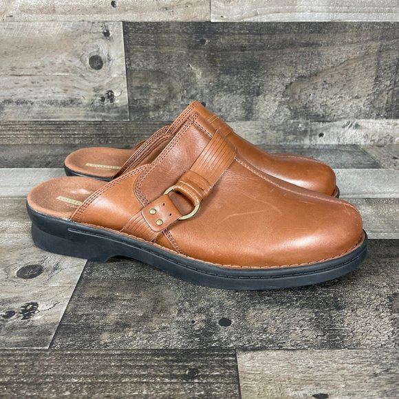 Clarks Patty Lorene Leather Slip On Clogs - Picture 2 of 9